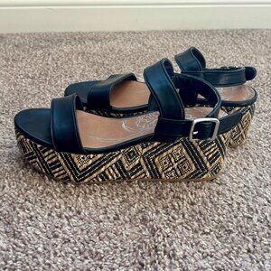 DV Dolce Vita Brynn Sandals Platform Wedge Women’s 5.5 with stunning raffia